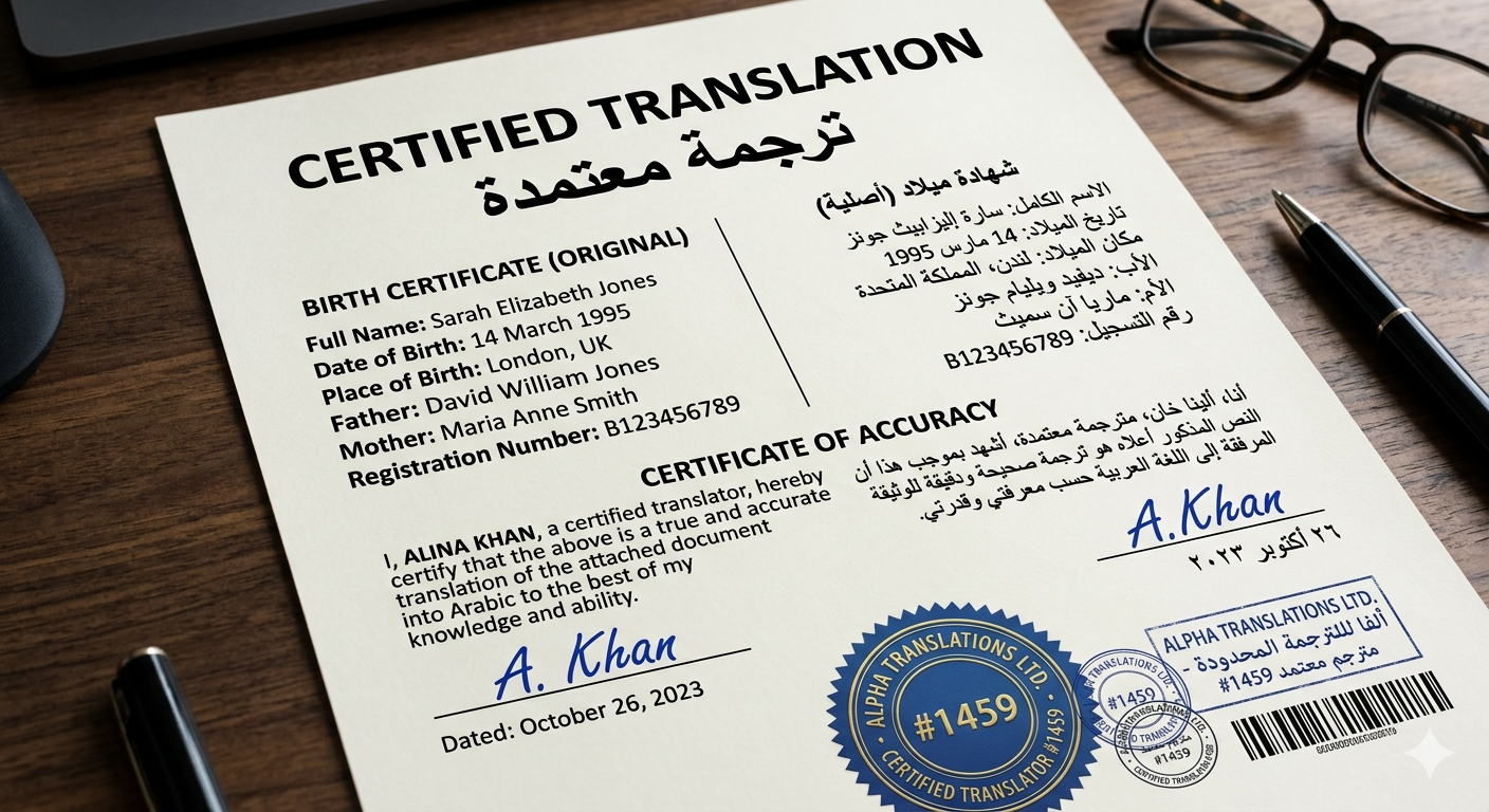 English to Arabic Certified Translation